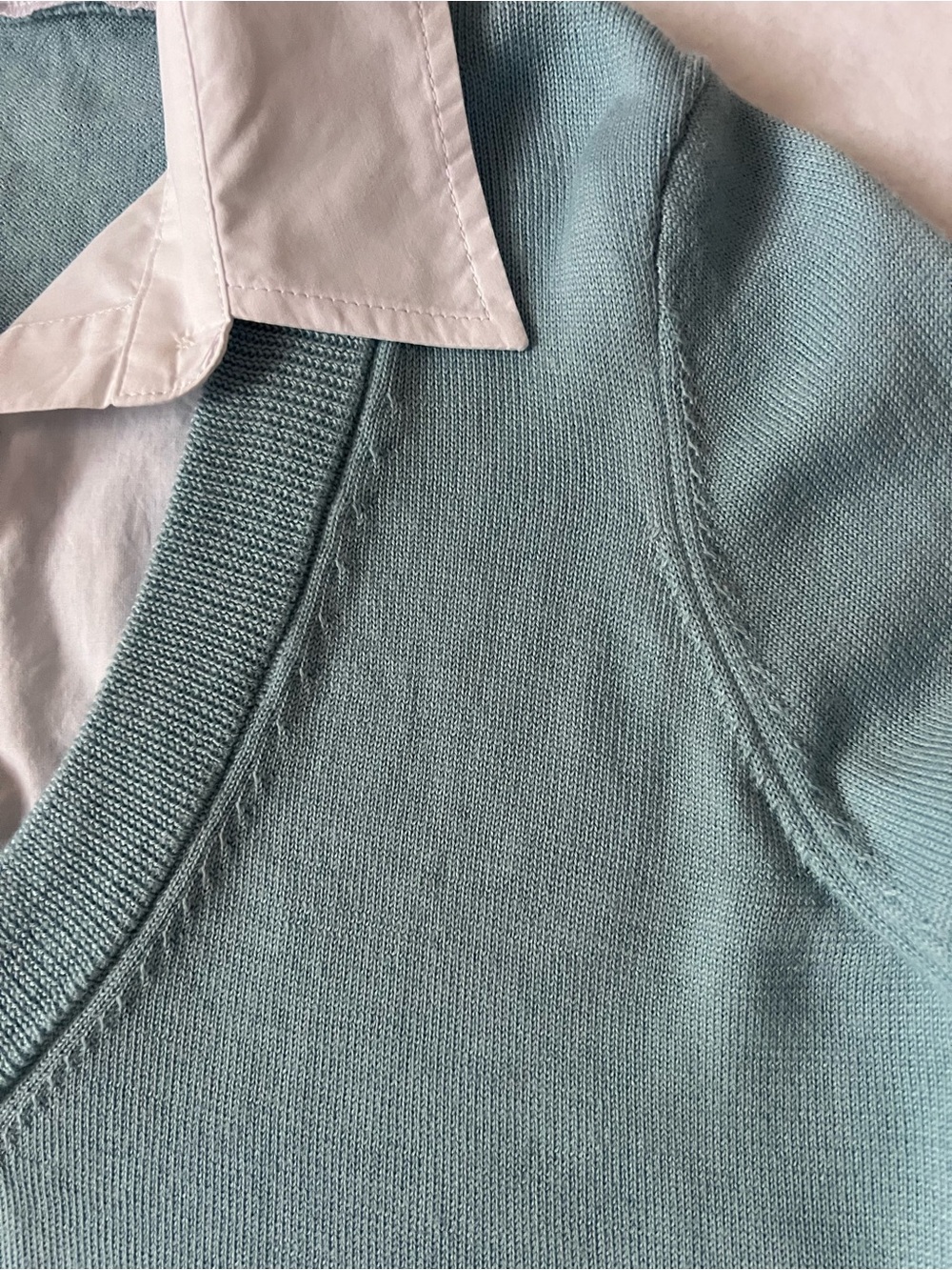 Pearl By Lela Rose 2-in-1 Layered Merino Wool Sweater Size M, Lt.. Turq., EUC - Picture 9 of 16